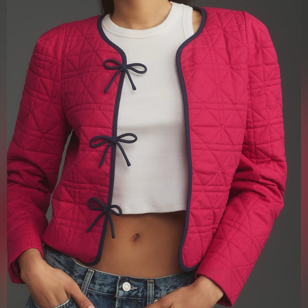 DOLAN Bow-Front Linen Quilted Lady Jacket